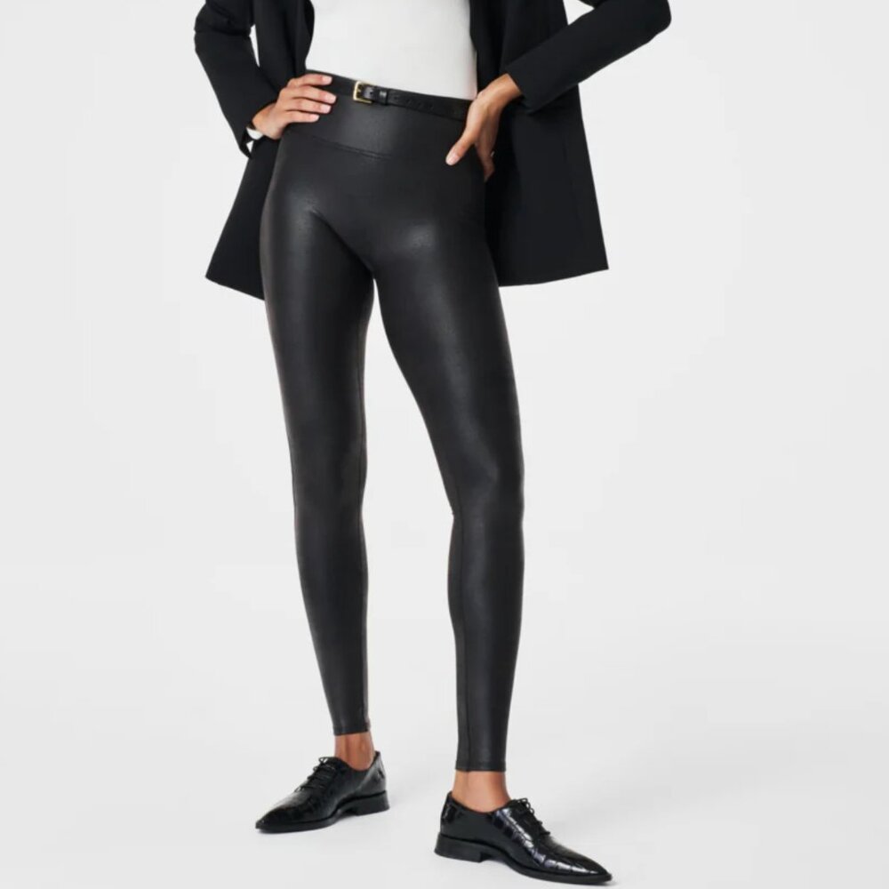 Spanx Black Faux Leather Leggings Size Small‎